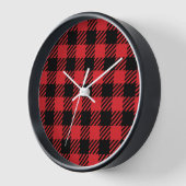 クリスマスレッドプレイドデザインパターン 壁時計 (傾斜)