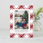 クリスマスレッドプレイドフラットホリデーカード シーズンカード (スタンド正面)