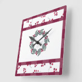 クリスマスレッドプレイドリースフェスティバルホリデー スクエア壁時計 (傾斜)