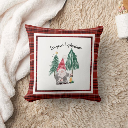 クリスマスレッドプレイド格言ランタンライトシャインツリー クッション (ブランケット)