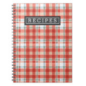 クリスマスレッドプレイド水の色のパターンレシピ ノートブック (正面)