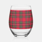 クリスマスレッドプレイド ステムなしワイングラス (左)