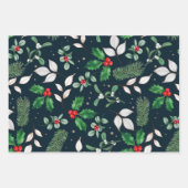 クリスマスレッドベリーとグリーン葉果実  ラッピングペーパーシート (正面3)