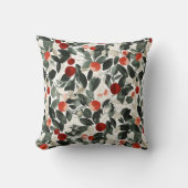 クリスマスレッドベリーと緑の木 クッション (正面)