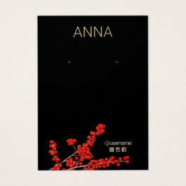 クリスマスレッドベリーのイヤリングディスプレイカード