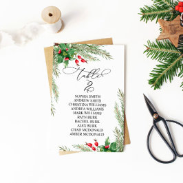 クリスマスレッドベリーのテーブル番号2シーティングチャート 招待状