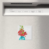 クリスマスレッドベリーの水彩画 マグネット (インサイチュ (食洗機))