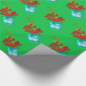 クリスマスレッドベリーの水彩画 ラッピングペーパー (角)