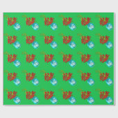 クリスマスレッドベリーの水彩画 ラッピングペーパー (フラット)