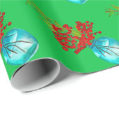 クリスマスレッドベリーの水彩画 ラッピングペーパー (ロールコーナー)