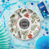 クリスマスレッドベリーグリーンリービジネスロゴ ペーパープレート (パーティー)