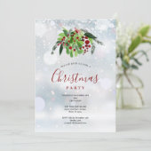 クリスマスレッドベリーススノーフレークスホリデーパーティー 招待状 (スタンド正面)