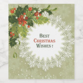 クリスマスレッドベリーズグリーンリース ワインラベル (シングルラベル)