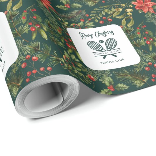 クリスマスレッドベリーズテニスクラブホリデーズカスタム ラッピングペーパー (ロールコーナー)