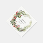 クリスマスレッドベリーズパインニードル結婚ズ スタンダードカクテルナプキン (角)