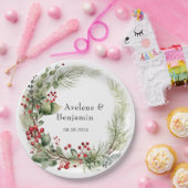 クリスマスレッドベリーズパインニードル結婚ズ ペーパープレート (パーティー)