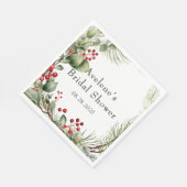 クリスマスレッドベリーズパインリースブライダルシャワー スタンダードランチョンナプキン (角)