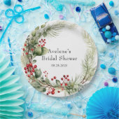 クリスマスレッドベリーズパインリースブライダルシャワー ペーパープレート (パーティー)