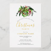 クリスマスレッドベリービジネスパーティー金ゴールド 箔シーズンカード (正面)