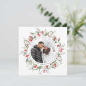 クリスマスレッドベリーリースフローラフォトスクエア シーズンカード (スタンド正面)