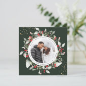 クリスマスレッドベリーリースフローラフォトスクエア シーズンカード (スタンド正面)