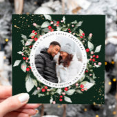 クリスマスレッドベリーリースフローラフォトスクエア シーズンカード