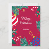 クリスマスレッドベリーリース招待状 招待状 (正面)