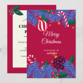 クリスマスレッドベリーリース招待状 招待状 (正面/裏面)