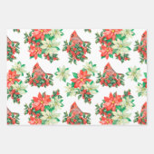 クリスマスレッドベリー深紅色ポインセチア ラッピングペーパーシート (正面)