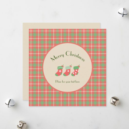 クリスマスレッドベースのプレイド シーズンカード (正面/裏面インサイチュ)