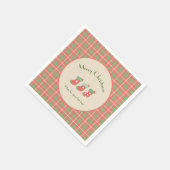 クリスマスレッドベースのプレイド スタンダードカクテルナプキン (角)