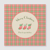 クリスマスレッドベースの格子状磁気カード (正面)