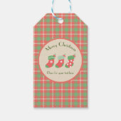 クリスマスレッドベースプレイドギフトラベル ギフトタグ (正面)