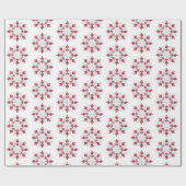 クリスマスレッドペパーミントスノーフレーク ラッピングペーパー (フラット)