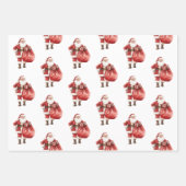 クリスマスレッドペパーミントトレンデアサンタスレイ ラッピングペーパーシート (正面2)