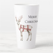 クリスマスレッドペパーミントホワイトディアー カフェラテマグ (正面)