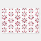 クリスマスレッドペパーミント雪だるまスノーフレークペンギン ラッピングペーパーシート (正面2)