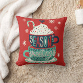 クリスマスレッドホリデーフェスティバル季節のごあいさつ クッション (ブランケット)