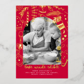 クリスマスレッドホリデーベーキングフォイルホリデーカード 箔シーズンカード (正面)