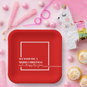 クリスマスレッドホリデーメリークリスマスモダン ペーパープレート (パーティー)