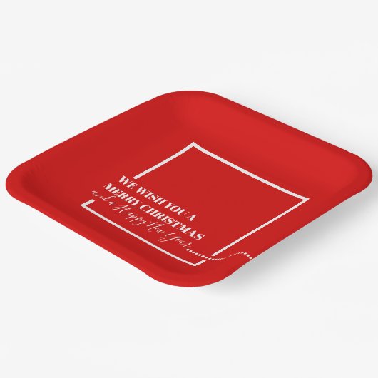 クリスマスレッドホリデーメリークリスマスモダン ペーパープレート (傾斜あり)
