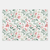 クリスマスレッドホリーベリー ラッピングペーパーシート (正面)