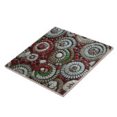 クリスマスレッドホワイトとグリーンマーブル抽象芸術 タイル (側面)