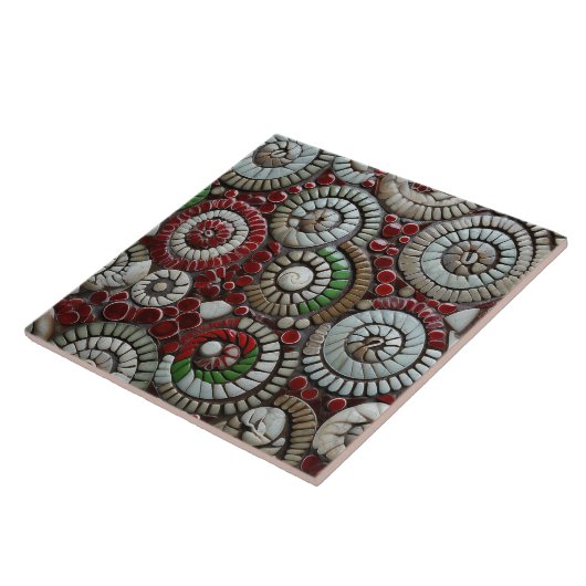 クリスマスレッドホワイトとグリーンマーブル抽象芸術 タイル (側面)