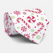 クリスマスレッドホワイトとライムグリーンキャンディキャンズ ネクタイ (ロール)