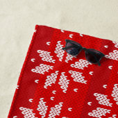 クリスマスレッドホワイトウィンターホリデーニットスノーフレーク ビーチタオル (インサイチュ)