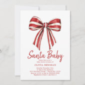 クリスマスレッドホワイトコケットボウベイビーシャワー 招待状 (正面)
