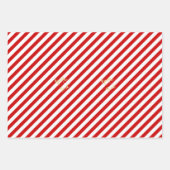 クリスマスレッドホワイトストライプ金ゴールド文字ホリデークリスマス ラッピングペーパーシート (正面2)