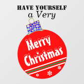 クリスマスレッドホワイトスノーキャップオーナメント ウィンドウサイン (シート)