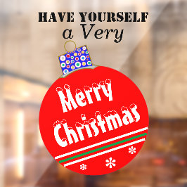 クリスマスレッドホワイトスノーキャップオーナメント ウィンドウサイン